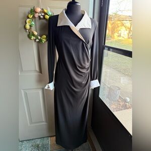 Vintage Cachet tuxedo maxi formal dress, size 14P